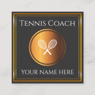 Tennis Coach Instructor Teacher Gold Minimal Sport Square Business Card
