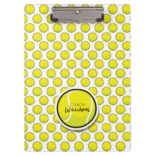 Tennis COACH NAME Balls Sports Team Varsity Fun Clipboard