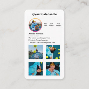 Tennis Coach Player Follow Instagram Profile Photo Business Card