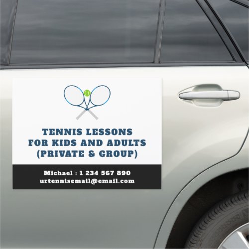 Tennis Coach Private Group Lessons Advertisement   Car Magnet