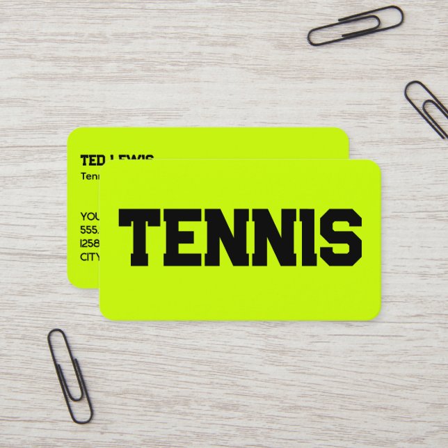 Tennis Coach QR Business Card (Front/Back In Situ)