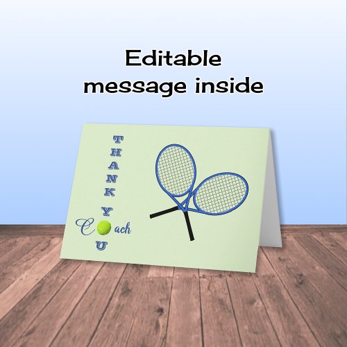 Tennis coach rackets modern sports thank you card