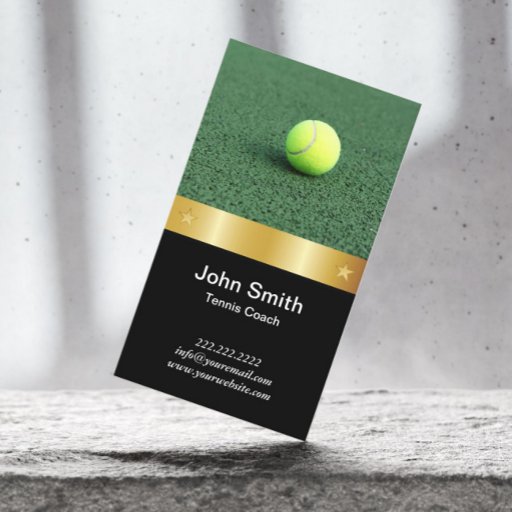 Customizable Gold Belt Tennis Coach Business Card