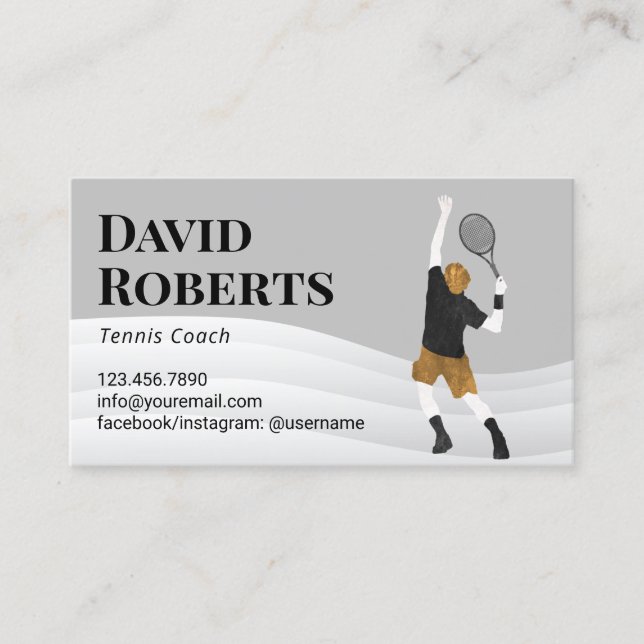 Tennis Coach Sport Instructor Abstract Business Card (Front)