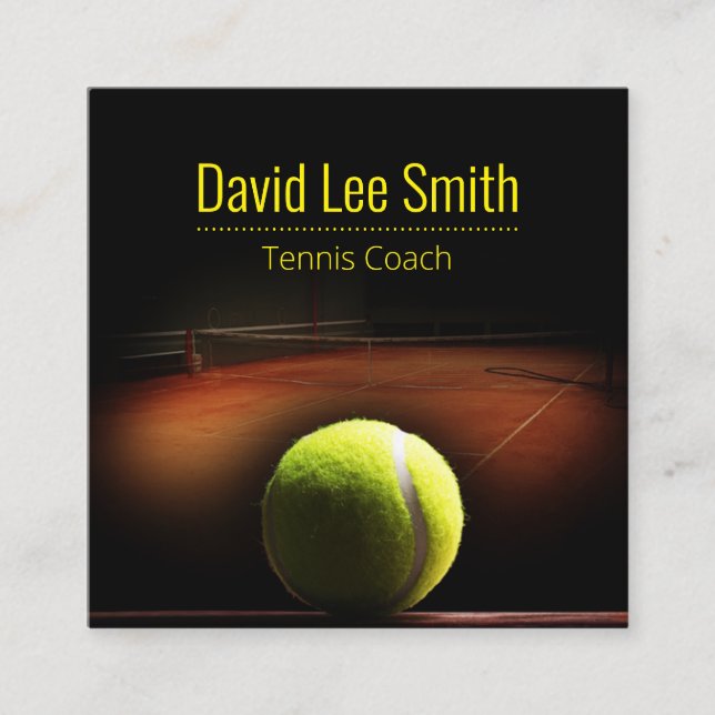 Tennis Coach Square Business Card (Front)