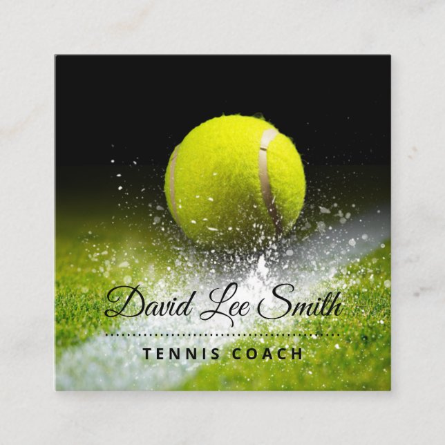 Tennis Coach Square Business Card (Front)