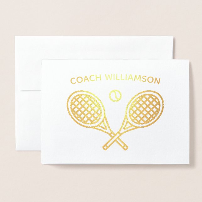 Tennis Coach Thank You Foil Card (Front With Envelope)