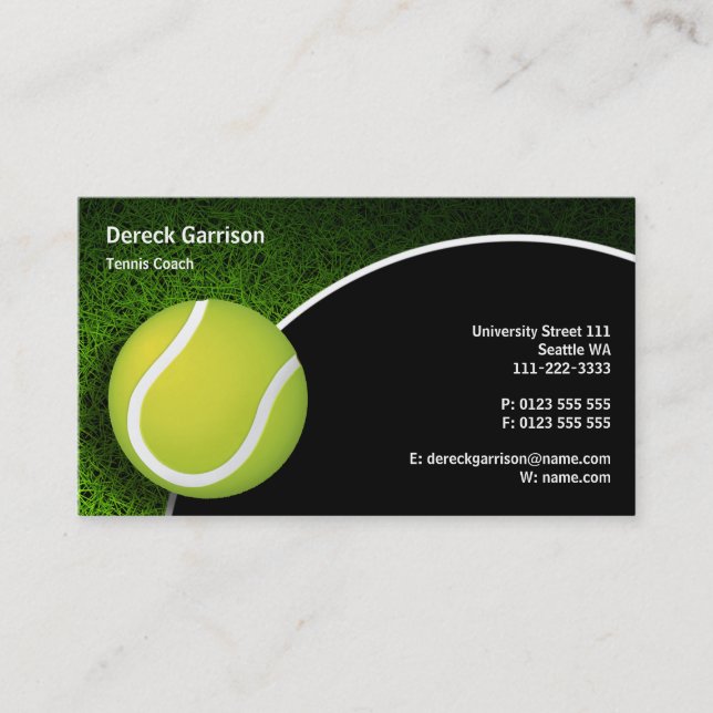 Tennis Coach | Trainer Practice Lessons Business Card (Front)