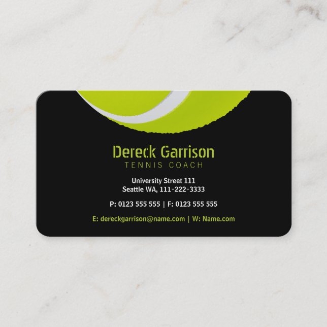 Tennis Coach | Trainer Practice Lessons Business Card (Front)