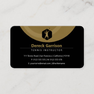 Tennis Coach Trainer Practice Lessons Golden Business Card