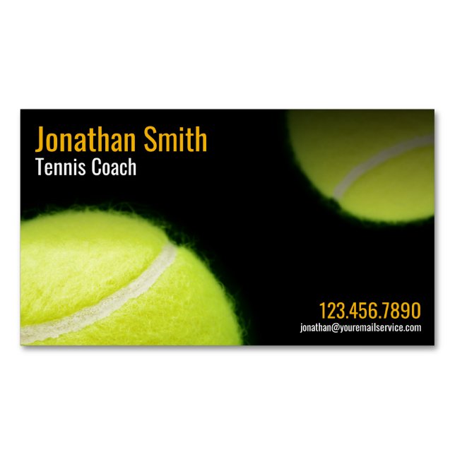 Tennis Coach Trainer Practice Lessons Magnetic Business Card (Front)