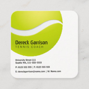 Tennis Coach Trainer Practice Lessons Square Business Card