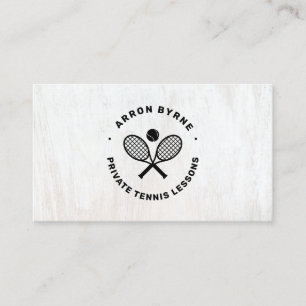 Tennis Coach White Wood Business Card