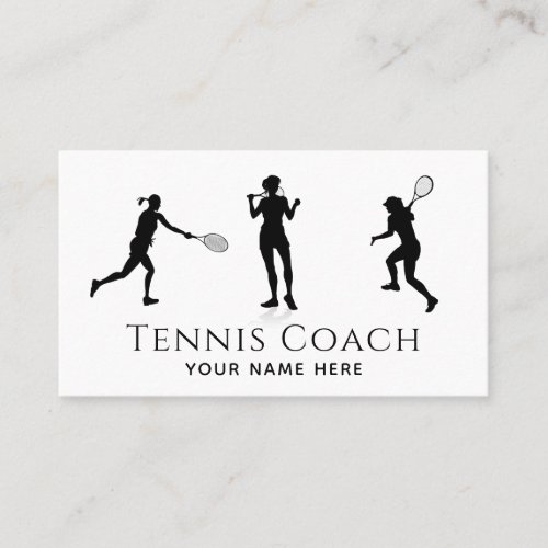 Tennis Coach Women Players Add Social Media Modern Business Card