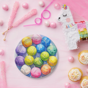 Tennis Colorful balls Paper Plates