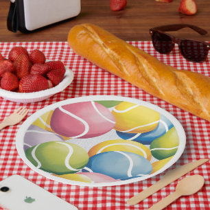 Tennis Colorful balls Paper Plates