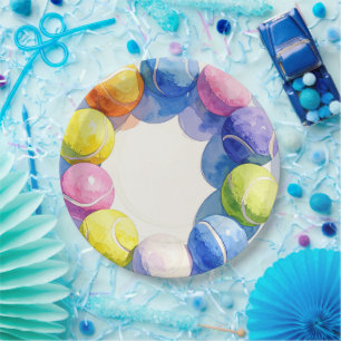 Tennis Colorful balls Paper Plates