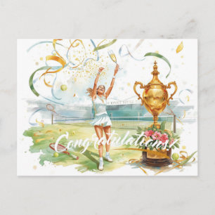Tennis  congratulations for player postcard