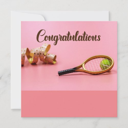 Tennis Congratulations on pink background