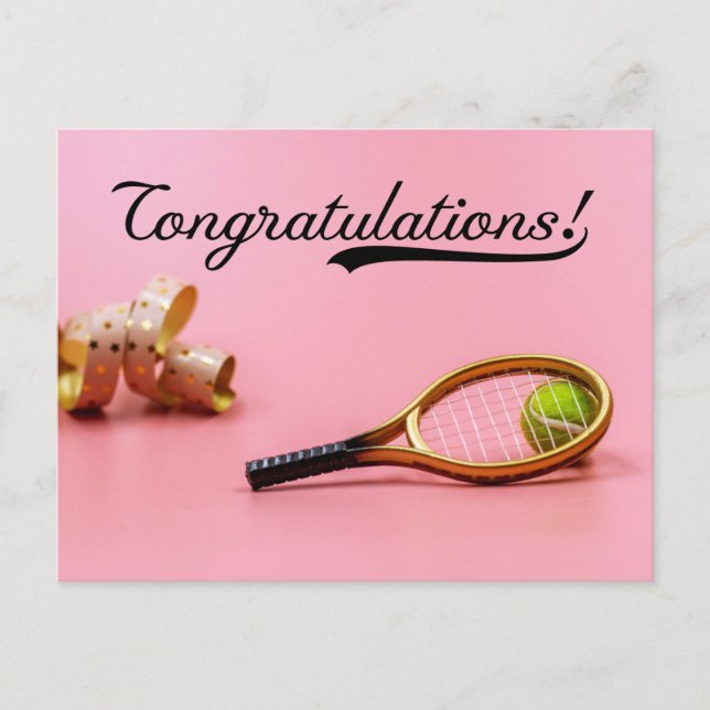 Tennis Congratulations with ball and rackets Card (Front)