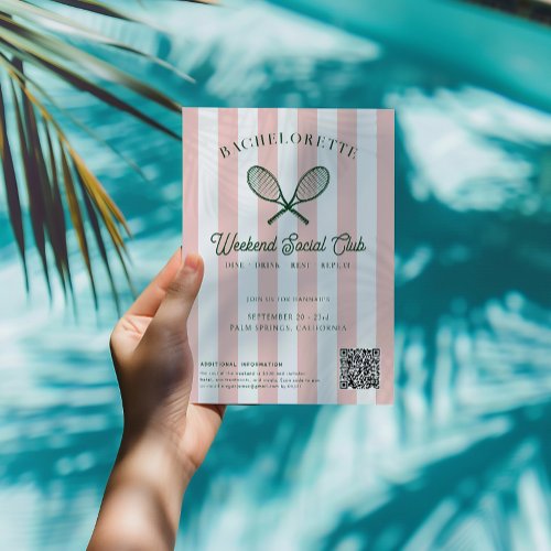 Tennis Country Club  Bachelorette Weekend Invitation