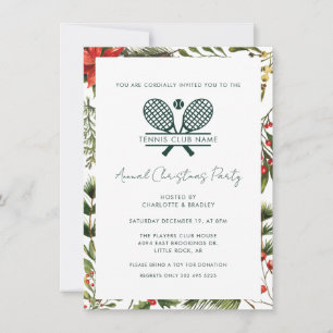 Tennis Country Club Botanical Christmas Party Invitation