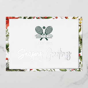 Tennis Country Club Christmas Botanical Foil Holiday Card