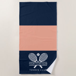 Tennis Country Club Name Color Block Beach Towel