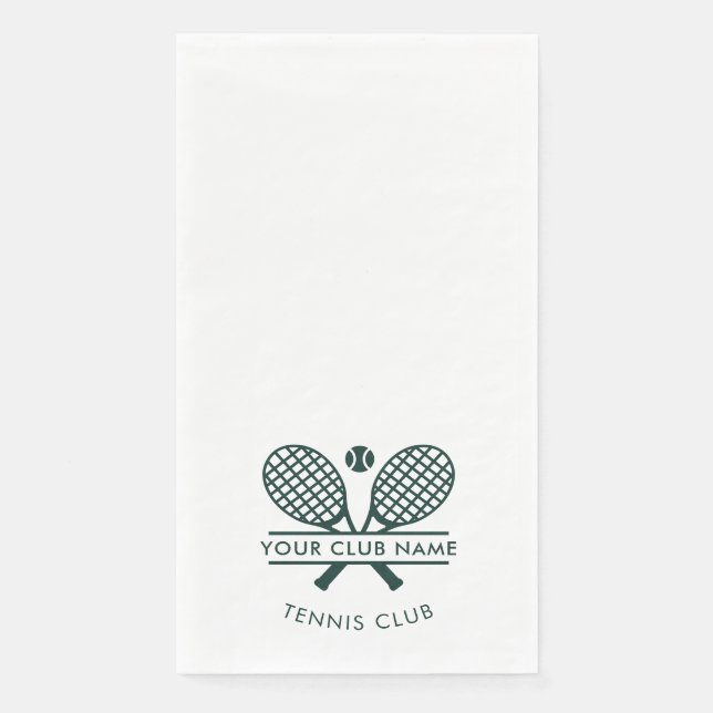 Tennis Country Club Name Racket Motif Green Paper Guest Towels (Front)