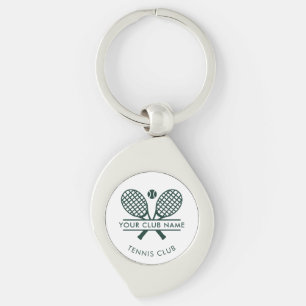 Tennis Country Club Name Rackets Motif Green Keychain
