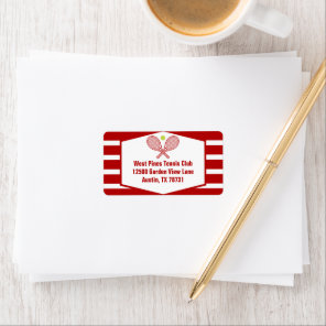 Tennis Country Club Red Striped Return Address Label