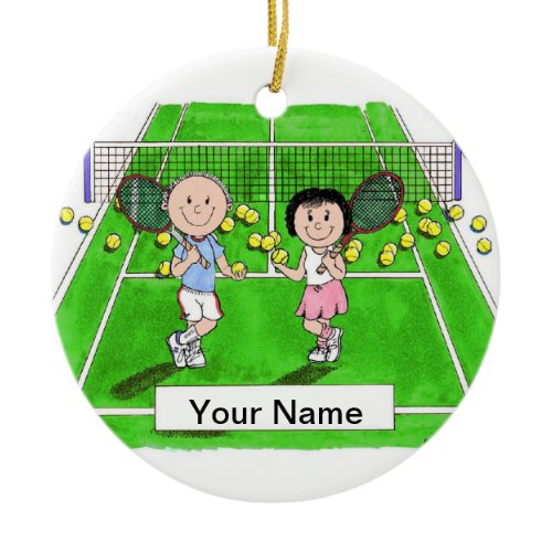 Tennis Couple Ceramic Ornament
