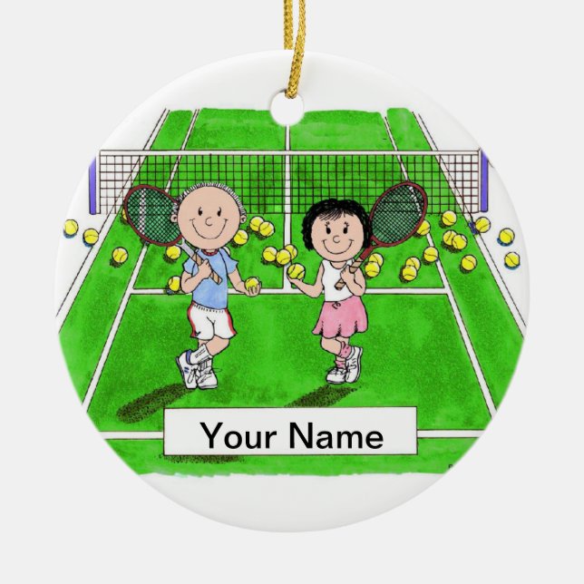 Tennis Couple Ceramic Ornament (Front)