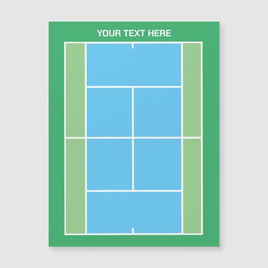 Tennis court dimensions drawing magnetic card (Front)