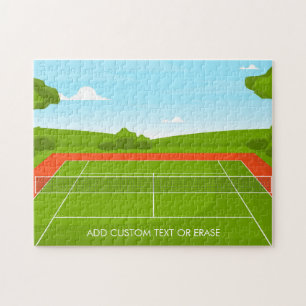 Tennis Court Illustration Green Grass Add Text Jigsaw Puzzle