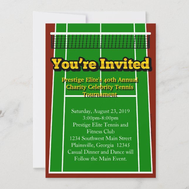 Tennis Court Layout Graphic Invitation (Front)