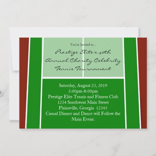 Tennis Court Layout Graphic Personalized Invites
