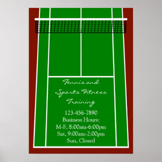 Tennis Court Layout Graphic Poster