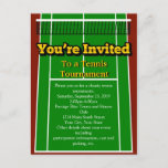 Tennis Court Layout Graphic, You're Invited Invitation Postcard