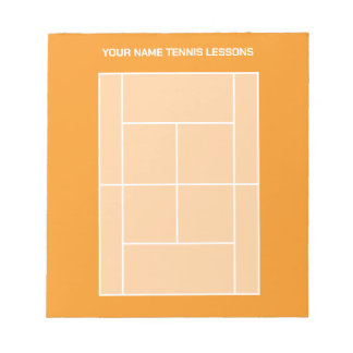Tennis court layout notepad for player coach