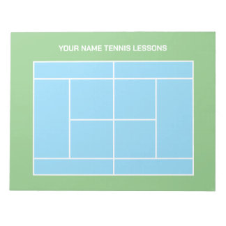 Tennis court layout notepad for training coach 