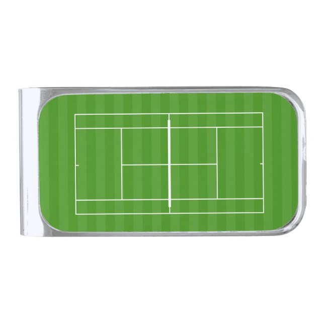 TENNIS COURT LINE MARKING Silver Finish Money Clip (Front)