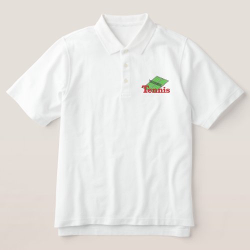 Tennis Court Logo Embroidered Polo Shirt