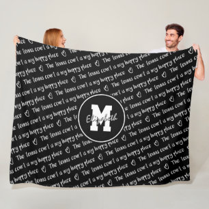 tennis court my happy place black white ANY color Fleece Blanket