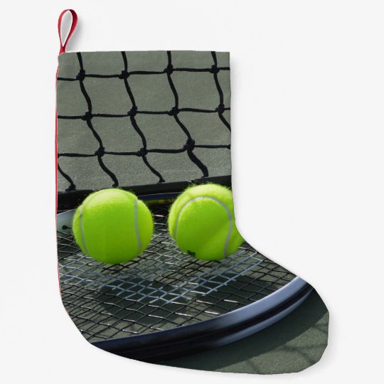 Tennis Court Racquet & Tennis Balls Small Christmas Stocking