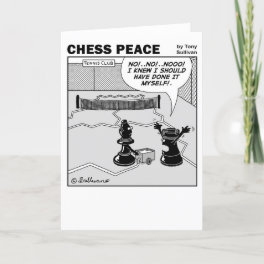 Tennis Court scene Chess Peace cartoon Card