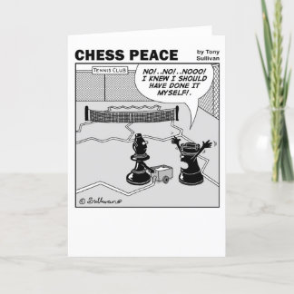 Tennis Court scene Chess Peace cartoon Card