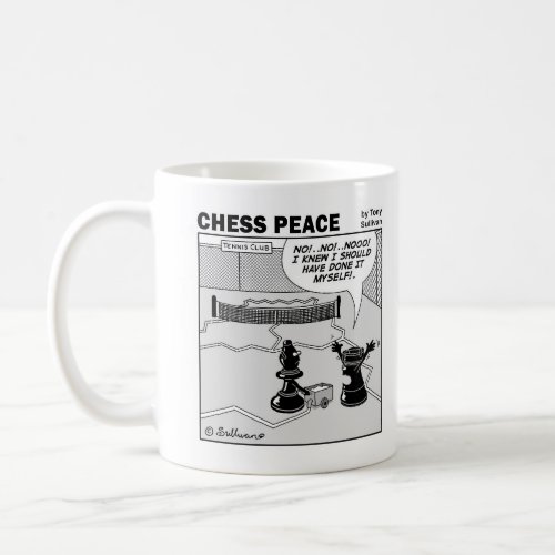 Tennis court scene Chess Peace mug