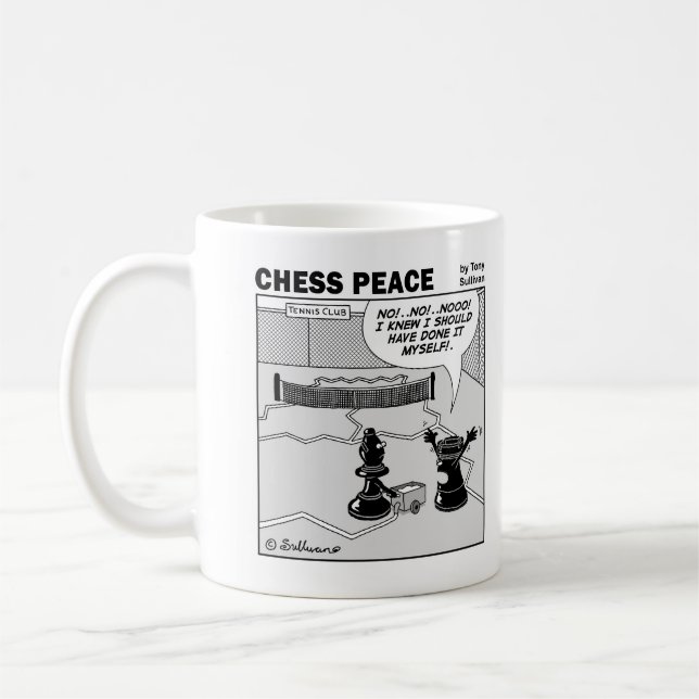 Tennis court scene Chess Peace mug (Left)