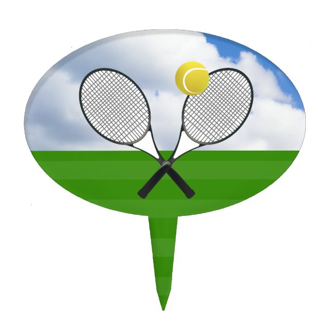 Tennis court & TENNIS RACKETS Cake Topper (Front)